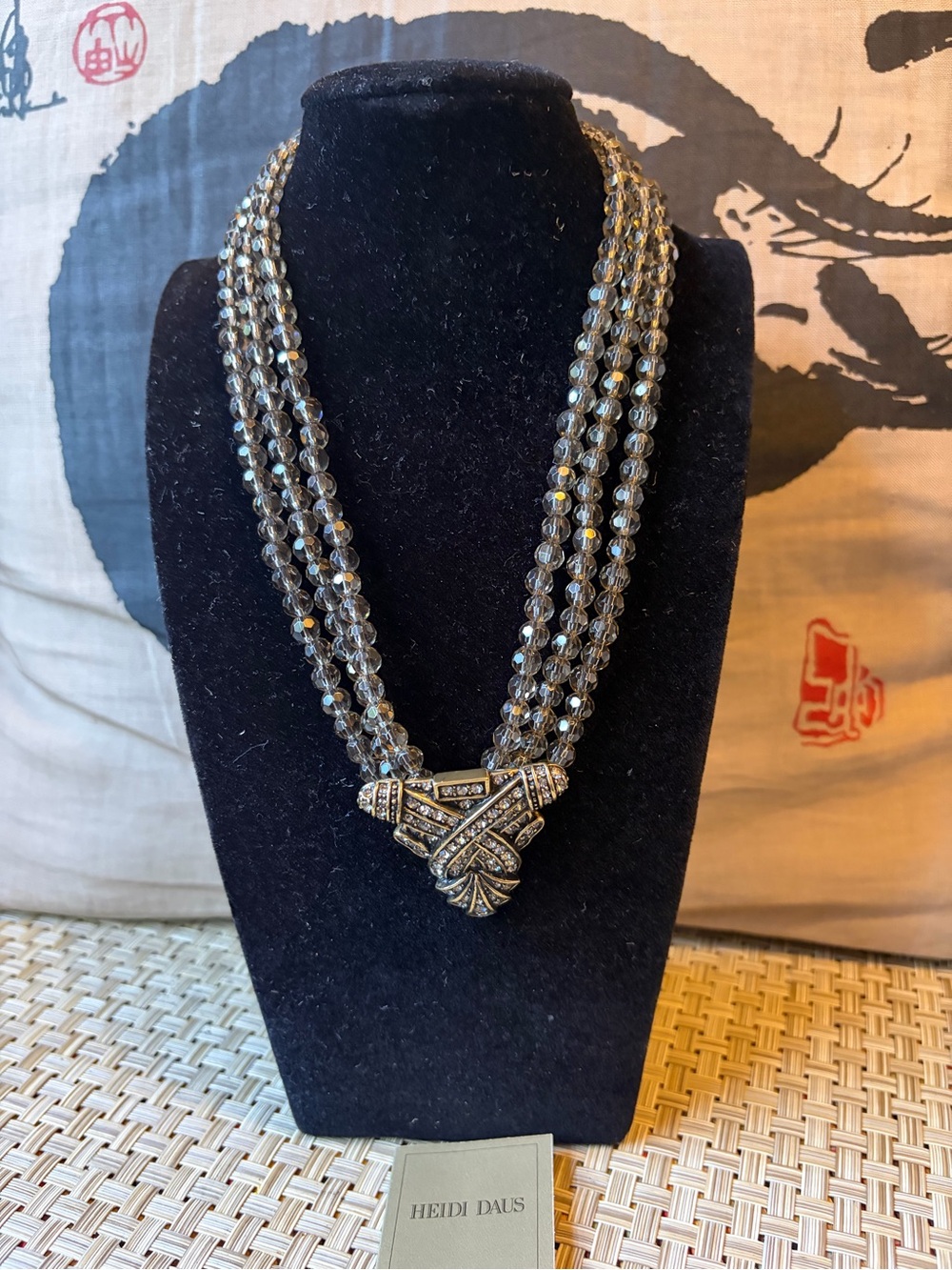 Heidi Daus Smoky topaz crystal three- Strand Necklace with Gold-Tone Accent
